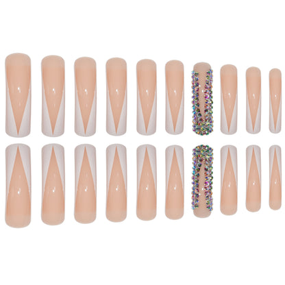 Glamorous Stiletto Press-On Nails with Rhinestone Accents Acalora