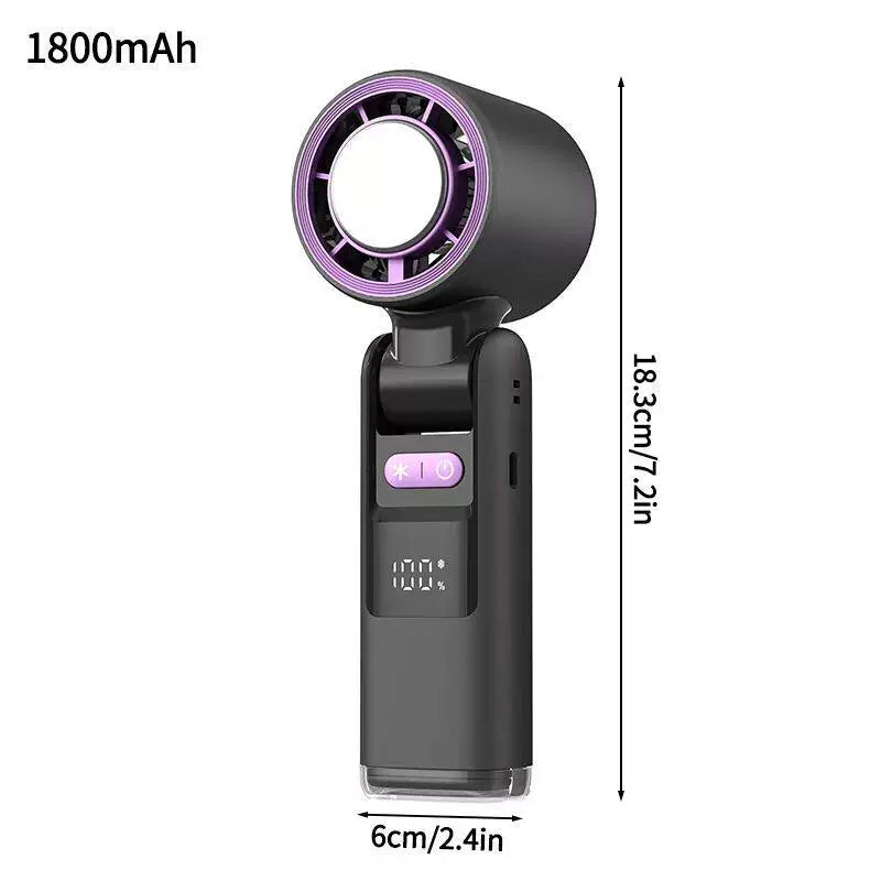 Unisex One Size rechargeable portable bladeless-style mini fan with folding head LED status indicator and high-capacity battery Kalsten