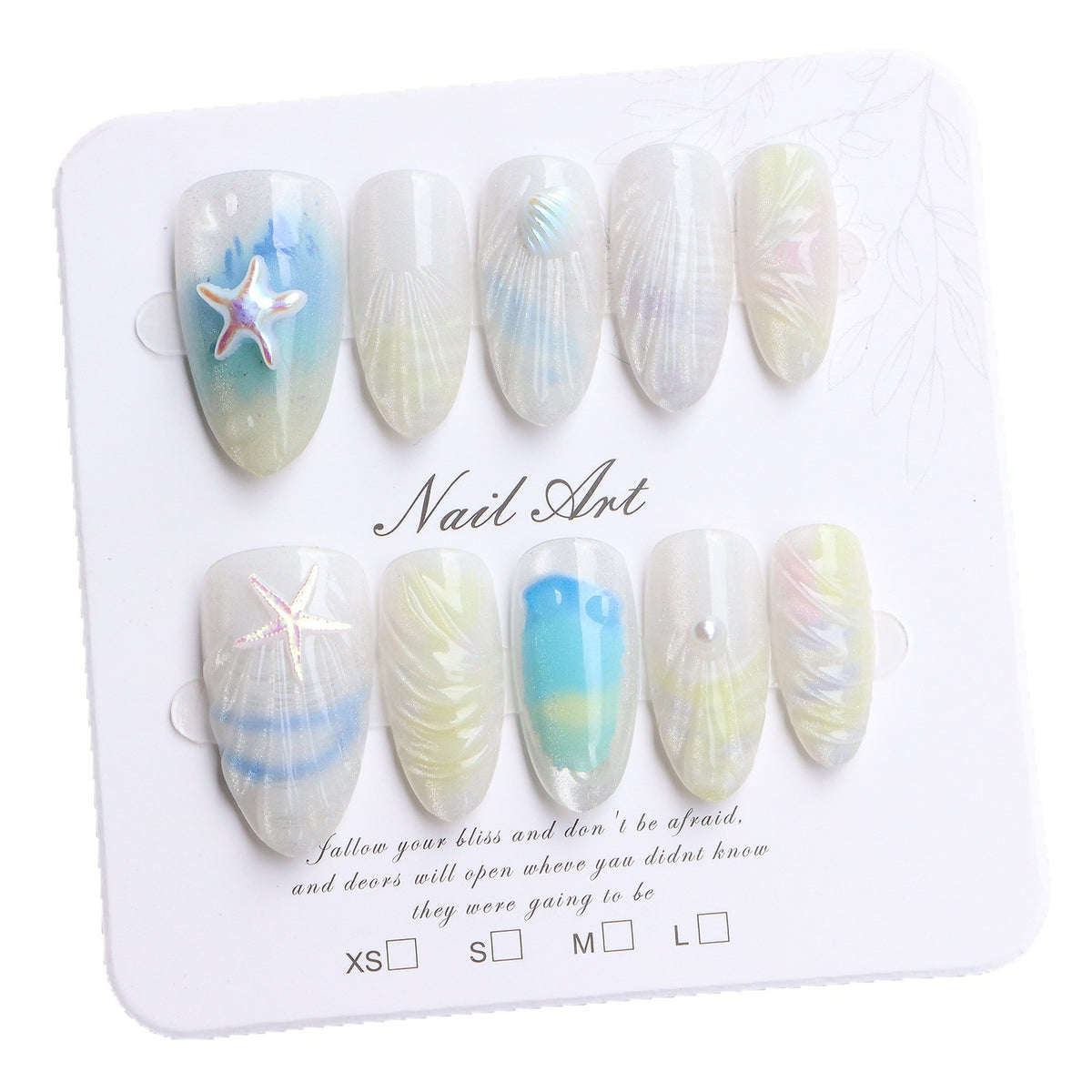 Coastal-Inspired Press-On Nail Art Acalora