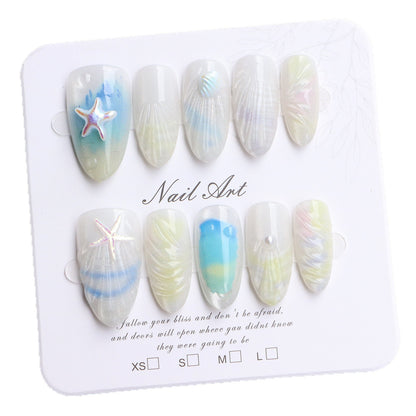 Coastal-Inspired Press-On Nail Art Acalora