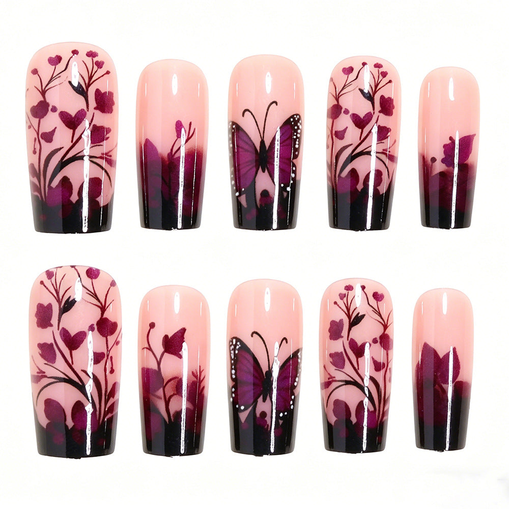 Elegant Butterfly Floral Nail Art Tips Acalora
