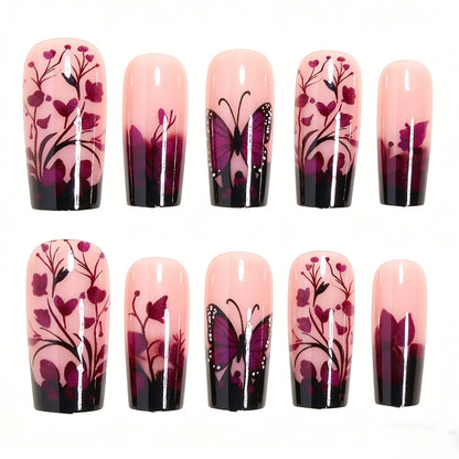 Elegant Butterfly Floral Nail Art Tips Acalora