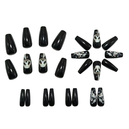 Artificial nails with playful panda and flower design Acalora