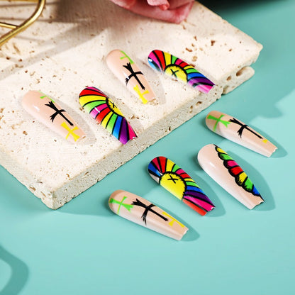 Artificial Nails Set with Creative Cross Pattern Acalora