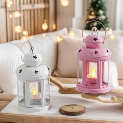 Mini Vintage Metal Star-Cut Tea Light Lantern Acalora