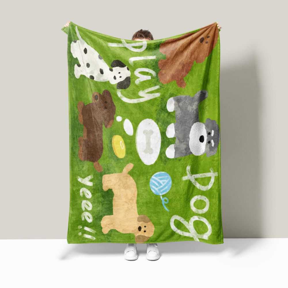 Playful Dog-Themed Fleece Blanket