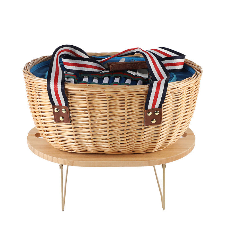 Exclusive basket with handles made of woven rattan Acalora