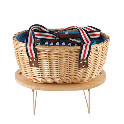 Exclusive basket with handles made of woven rattan Acalora