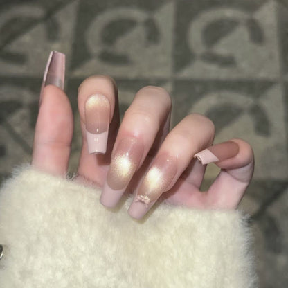 Reusable Press-On Nail Set with Elegant Bow Accents Acalora