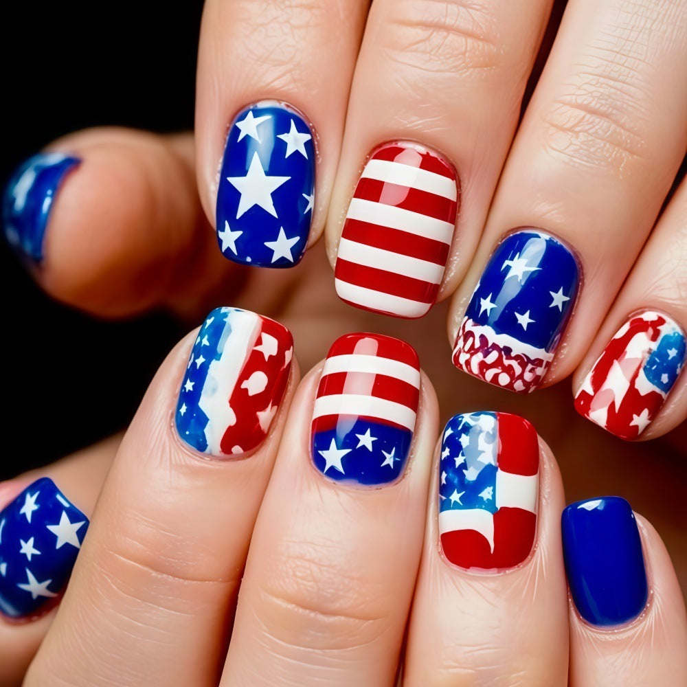 Creative artistic nails in patriotic design Acalora