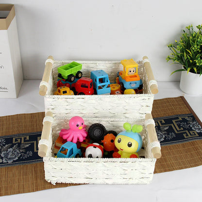 Handcrafted Woven Storage Basket with Wooden Handles Acalora