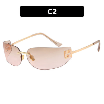 Women's futuristic designer sunglasses with unusual frame and UV protection Bowlift