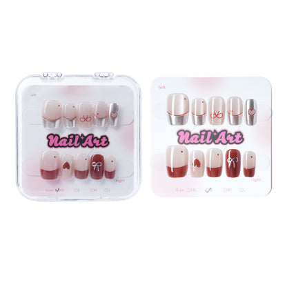 Romantic Heart-Themed Press-On Nail Set Acalora