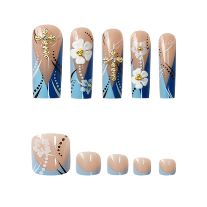 Floral Design Long Press-On Nails Acalora