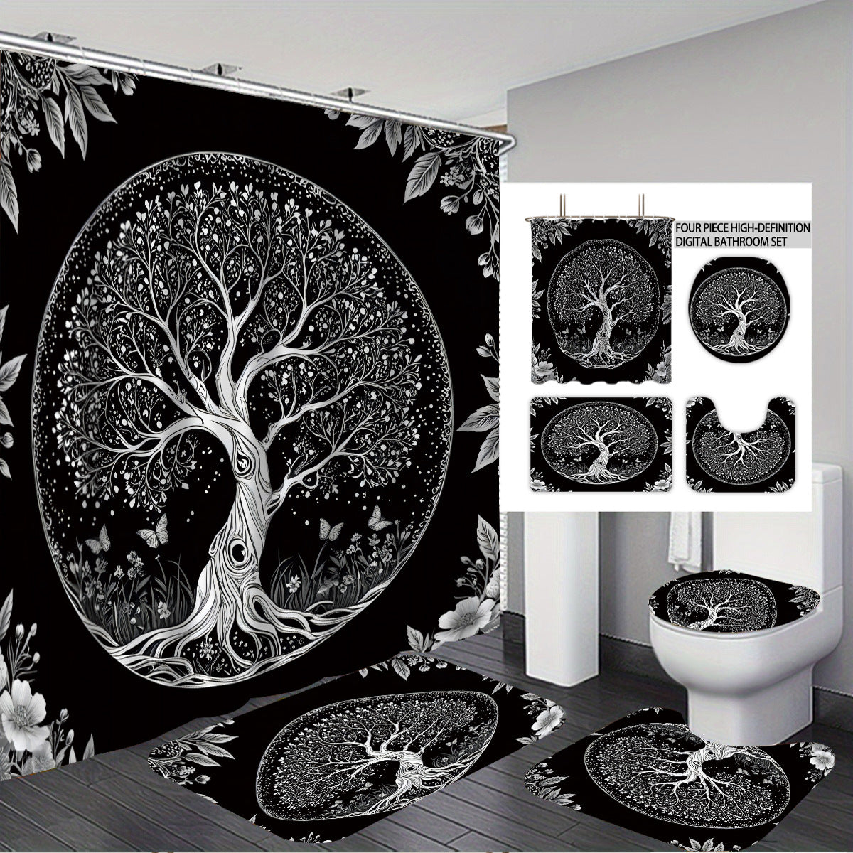 Artistic Tree Design Bathroom Set