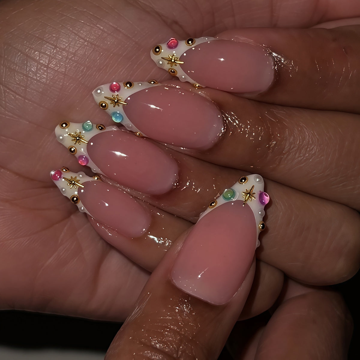 Elegant Gem-Embellished Press-On Nails Acalora