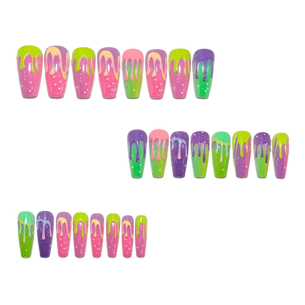 Artificial nail extensions in creative gradient design Acalora