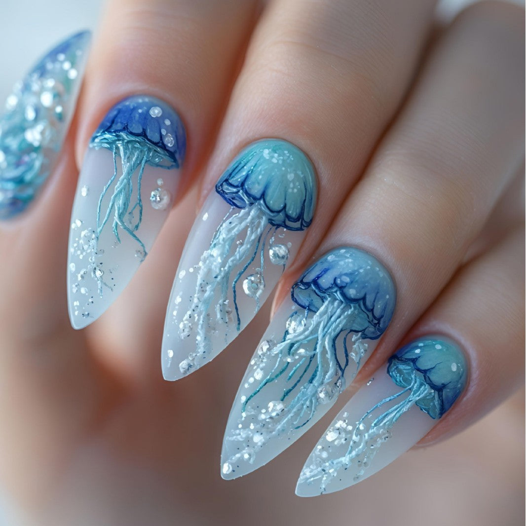 Artistic Jellyfish Design Nail Art Acalora