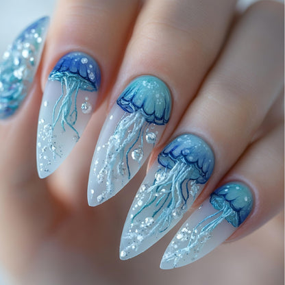 Artistic Jellyfish Design Nail Art Acalora