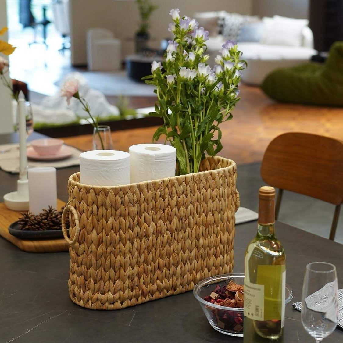 Practical Storage Basket Made of Natural Materials Acalora
