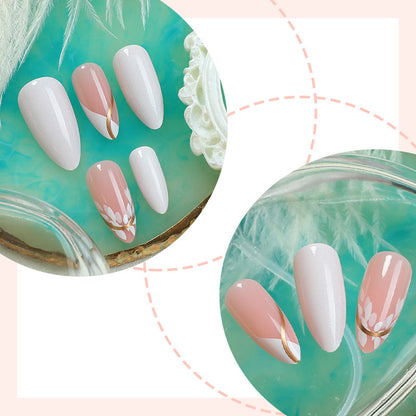 Premium Decorative Press-On Nail Set with Floral and Glossy Accents Acalora