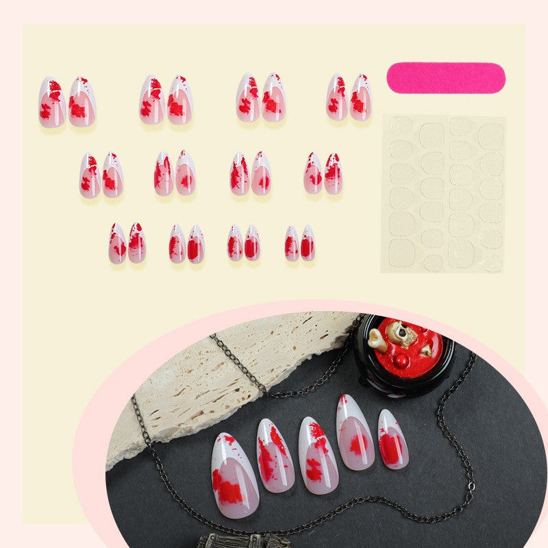 Artistic Press-On Nail Set with Floral Design Acalora
