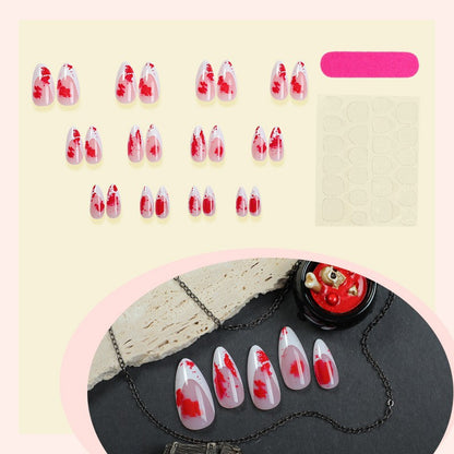 Artistic Press-On Nail Set with Floral Design Acalora