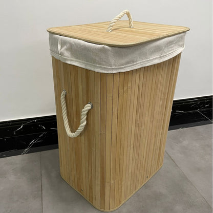High-quality bamboo laundry container with lid Acalora