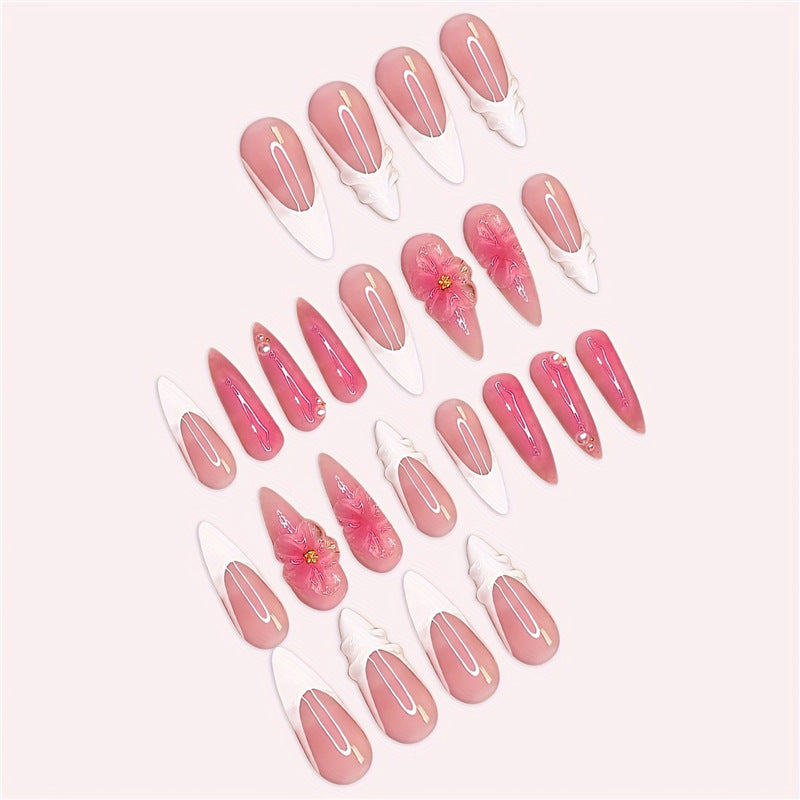 Floral 3D Press-On Nail Art Acalora