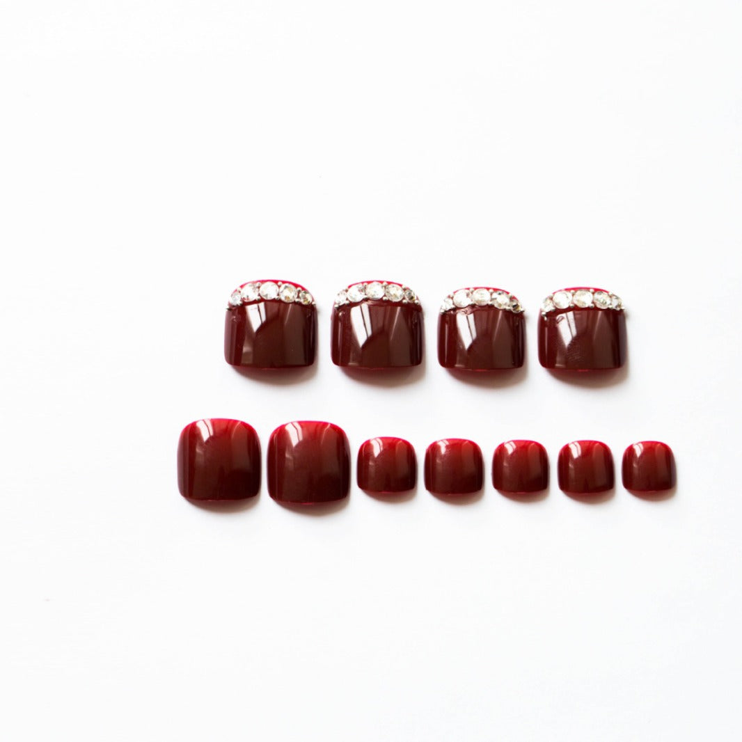 Premium Rhinestone-Accented Press-On Toenail Art Acalora