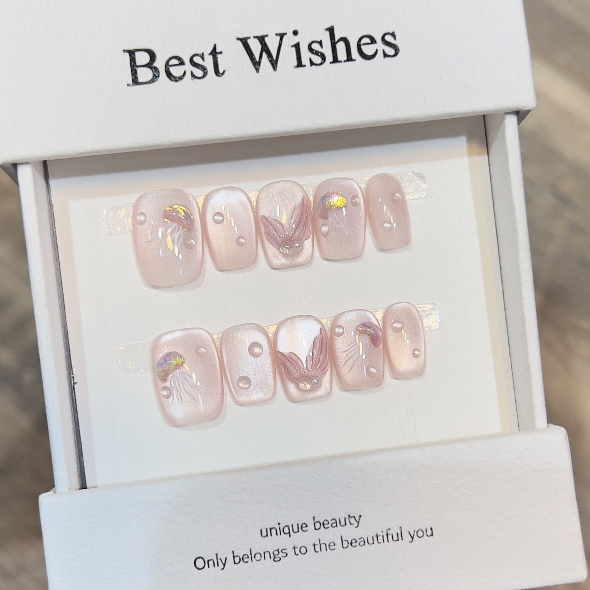 Elegant Press-On Nail Art Set with 3D Flourish Design Acalora