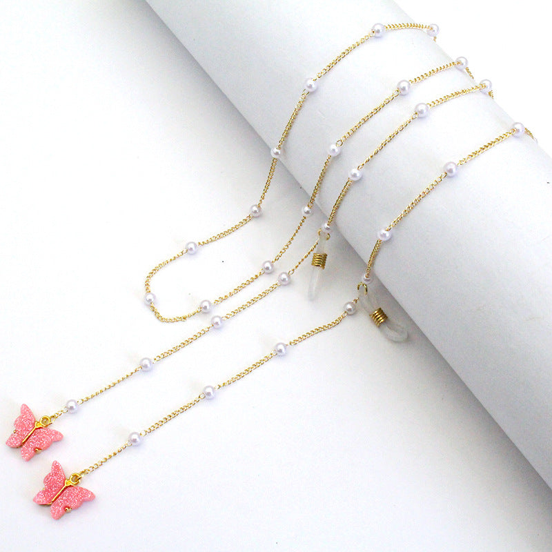 Butterfly-Embellished Eyewear Chain Acalora