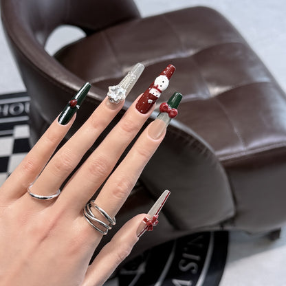Festive-Themed Press-On Nail Art Set with Charming Holiday Designs Acalora