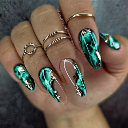 Luxury marble design artificial nails Acalora