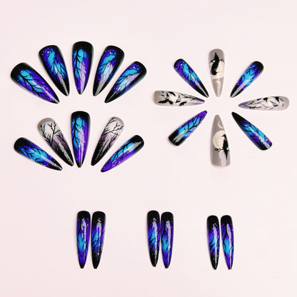 Artistic Moonlit Raven Nail Design Acalora