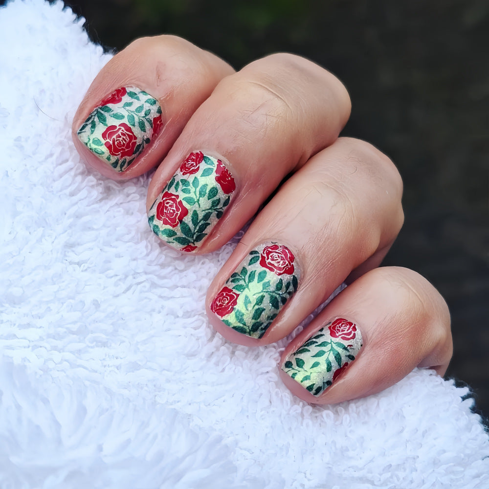 Artificial nails with romantic rose pattern Acalora