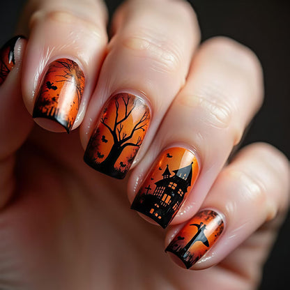 Halloween Haunted House Nail Art Acalora
