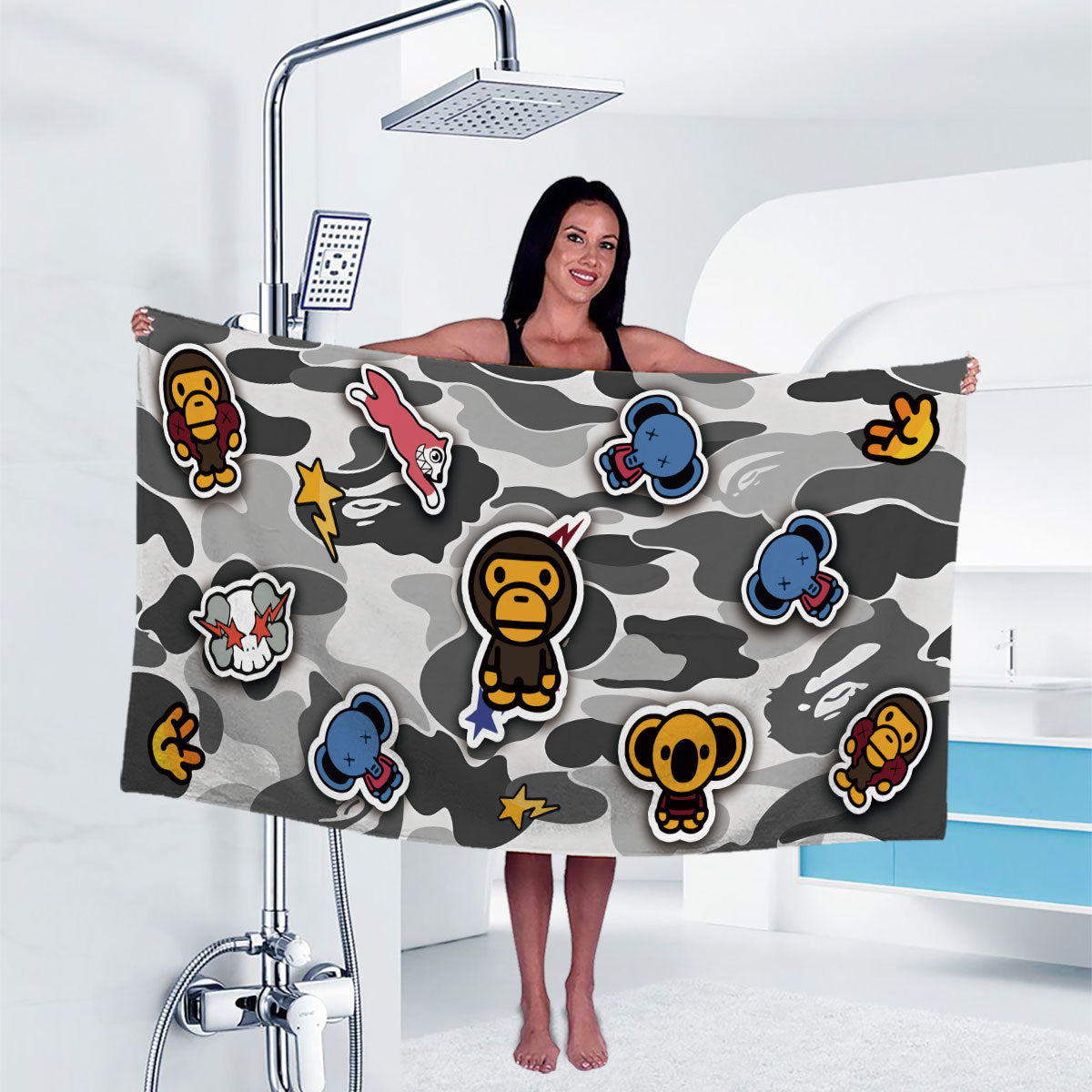 Artistic Cartoon-Themed Shower Curtain