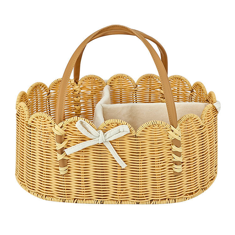 Charming storage basket with leather handles Acalora