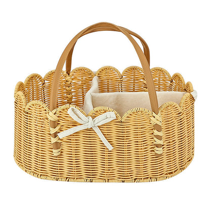 Charming storage basket with leather handles Acalora
