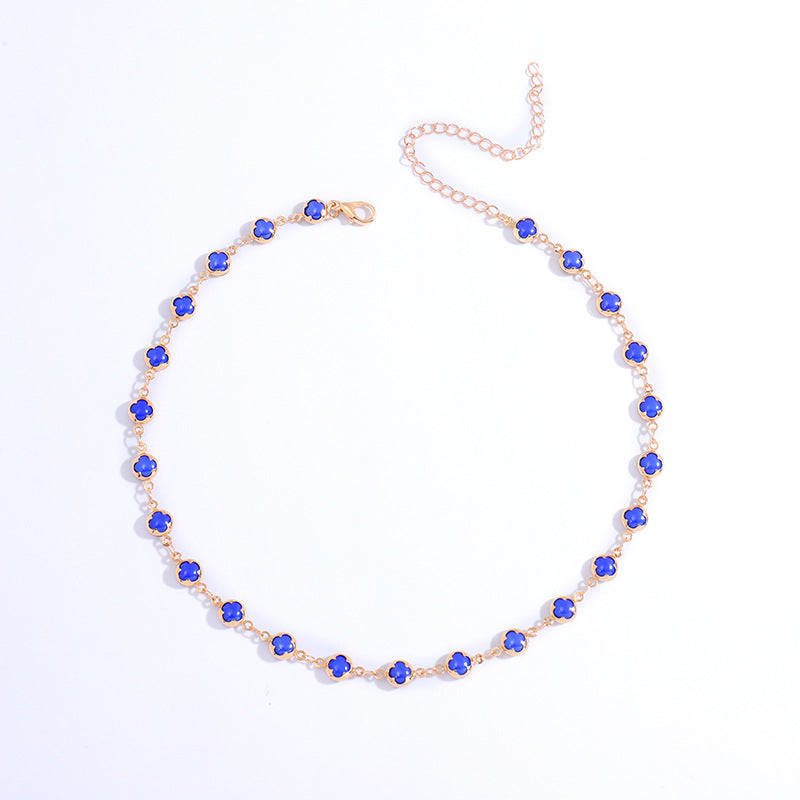 Floral Charm Choker Necklace Acalora 1788164322
