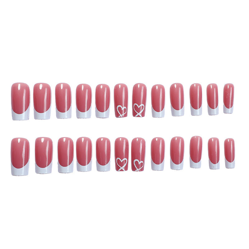 Decorative Press-On Nail Set with Heart Accents Acalora