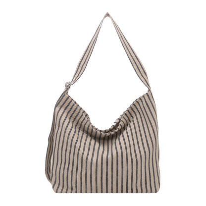 Casual Striped Canvas Tote Bag Acalora