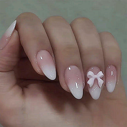 Elegant Bow Accent Press-On Nails Acalora