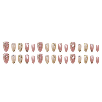 Artificial Nail Set with Elegant Golden Decorations Acalora