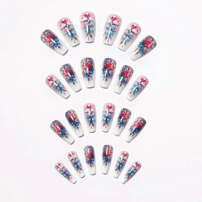 Artistic Floral Acrylic Nail Art Acalora