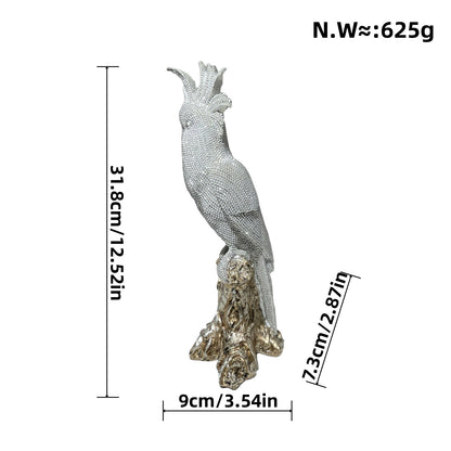 Shiny parrot figure on tree stump Acalora