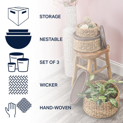 Handwoven storage basket with two handles Acalora