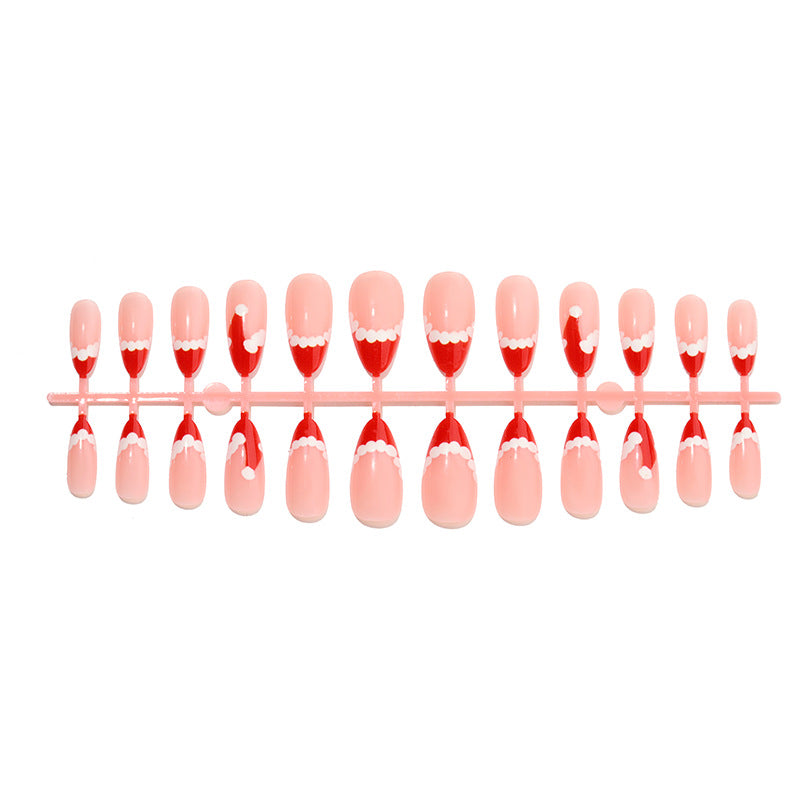 Festive Themed Press-On Nail Set with Decorative Santa Hat Design Acalora