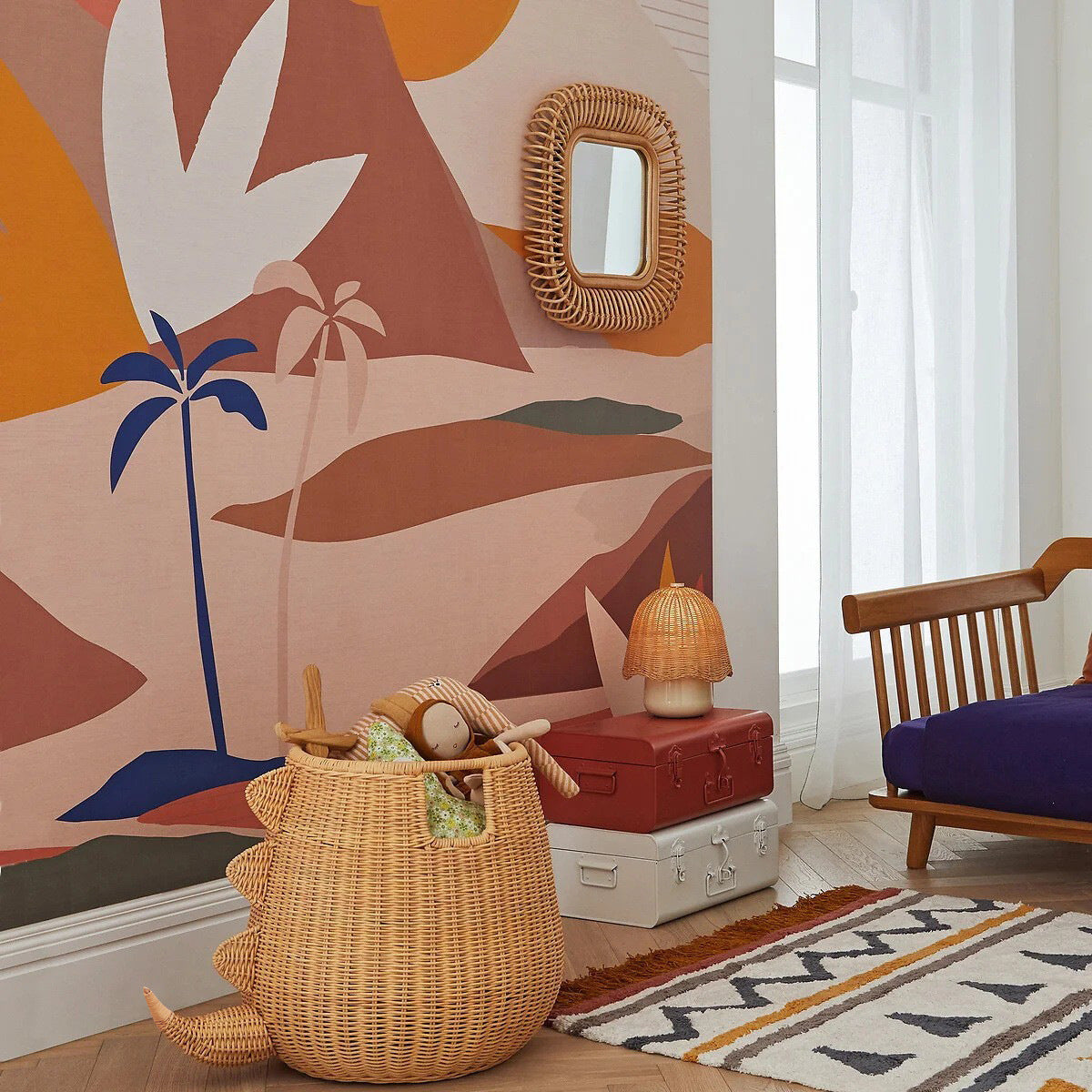 Creative Dinosaur-Shaped Woven Storage Basket Acalora